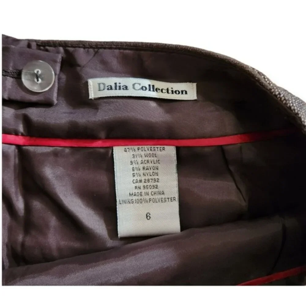 Dalia Collection Pencil Skirt Wool Blend Lined Brown w/ White Womens Size 6 - Picture 5 of 5